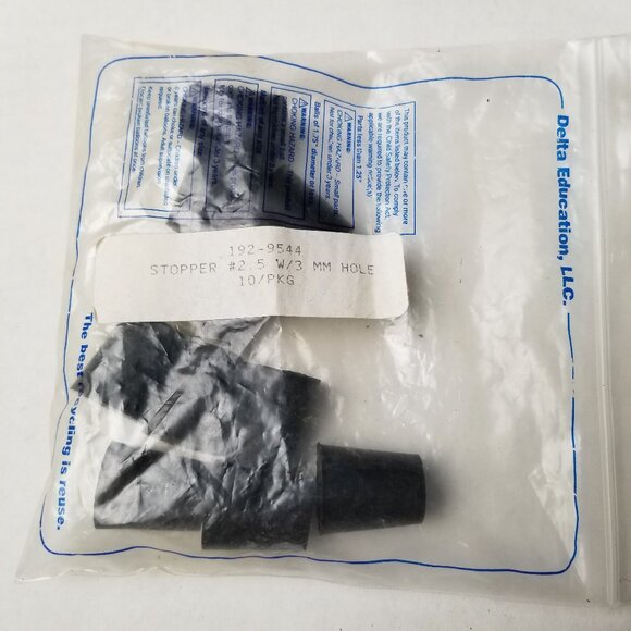 Delta Education Laboratory Rubber Stopper Set Size 2.5 NEW 3mm Hole Pack of 10 - Picture 2 of 5